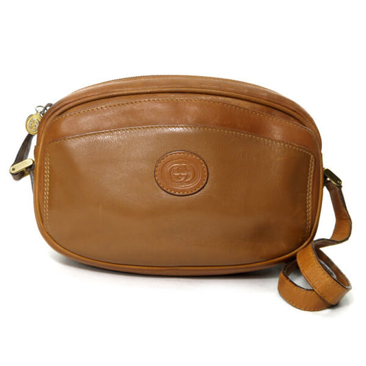OLD Gucci　総革GGロゴ ミニポシェット（明茶）