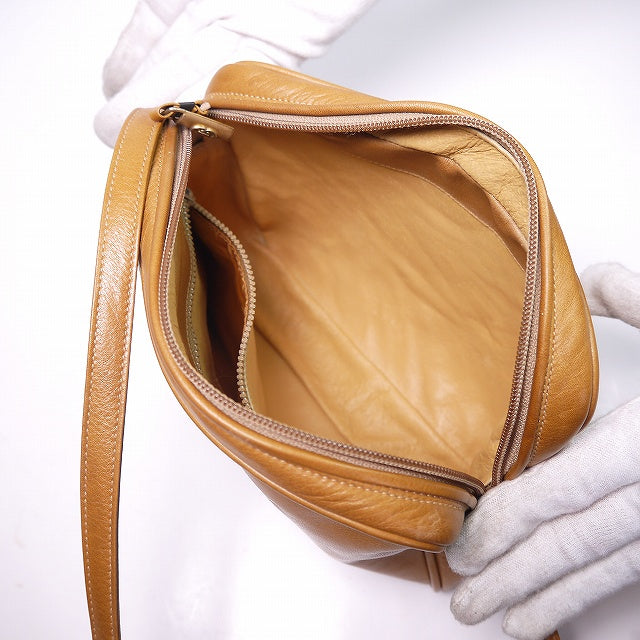 OLD Gucci　総皮キャメル斜めがけポシェット