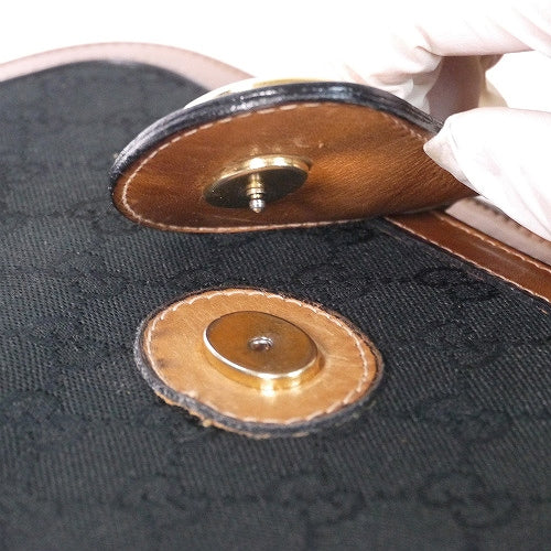 OLD Gucci インターロッキングショルダー（黒×キャメル）