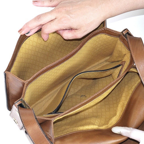OLD Gucci インターロッキングショルダー（黒×キャメル）