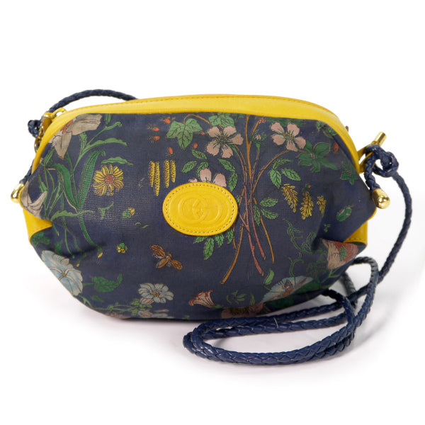 OLD GucciキャンディFLORAポシェット（黄×紺）