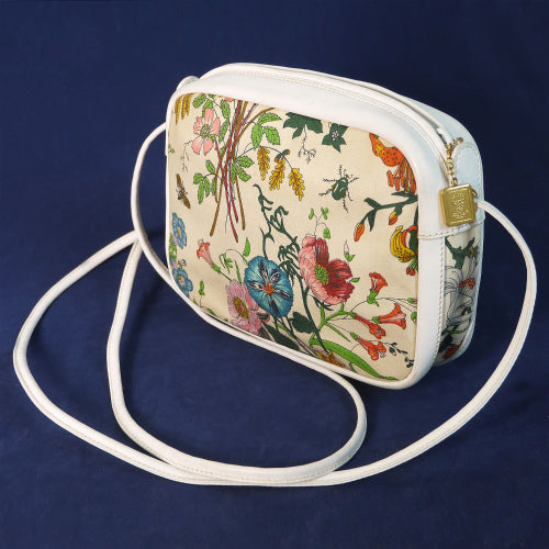 OLD Gucci FLORA フローラ四角ポシェット（白）