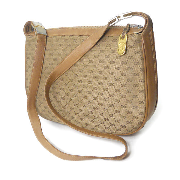 OLD Gucci ジャガード マイクロＧＧシェリーショルダー（キャメル）