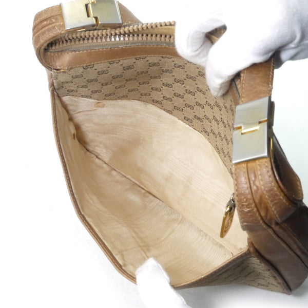 OLD Gucci ジャガード マイクロＧＧシェリーショルダー（キャメル）