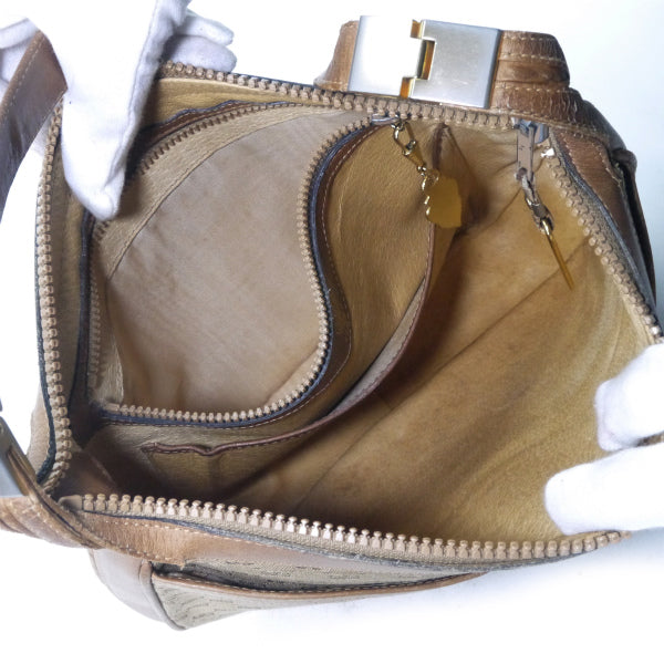 OLD Gucci ジャガード マイクロＧＧシェリーショルダー（キャメル）