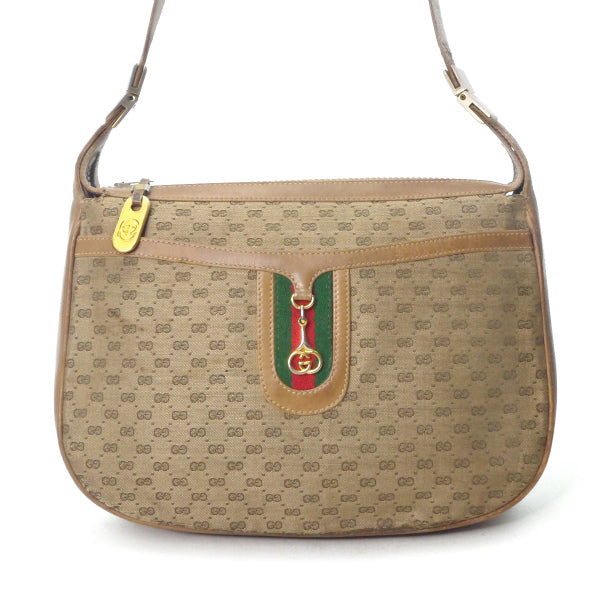 OLD Gucci ジャガード マイクロＧＧシェリーショルダー（キャメル）