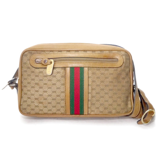 OLD Gucci マイクロＧＧシェリー定番ショルダー（キャメル/ジャガード）