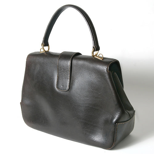 OLD Gucci ショルダー付き総皮バッグ(茶)