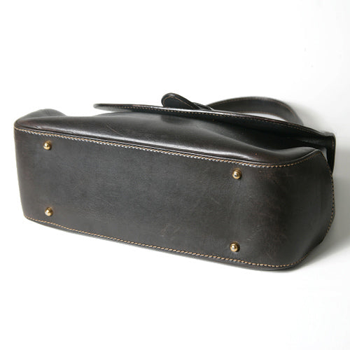 OLD Gucci ショルダー付き総皮バッグ(茶)