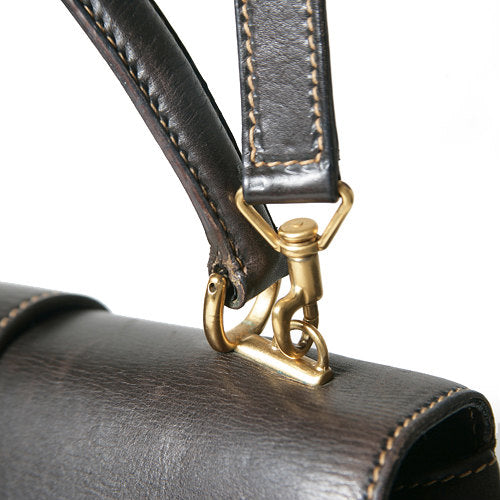 OLD Gucci ショルダー付き総皮バッグ(茶)