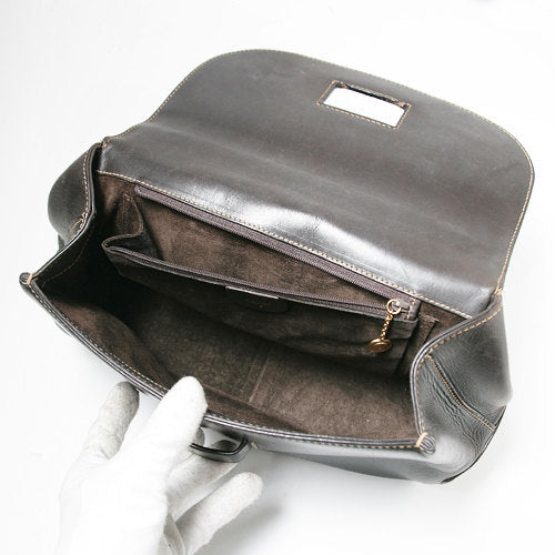 OLD Gucci ショルダー付き総皮バッグ(茶)