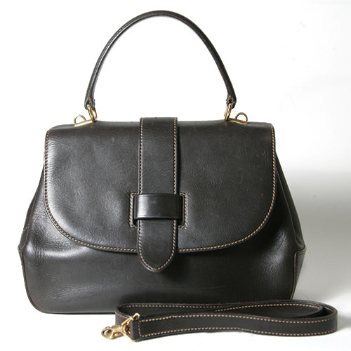 OLD Gucci ショルダー付き総皮バッグ(茶)