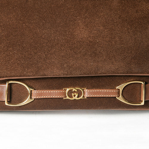 OLD Gucci　スクエアスエードビットショルダー（茶）
