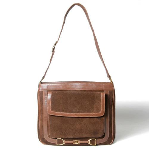 OLD Gucci　スクエアスエードビットショルダー（茶）