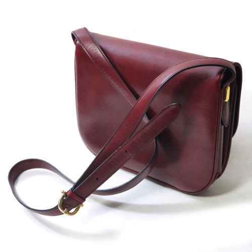 OLD Gucci 3層式総皮ショルダー(ボルドー)