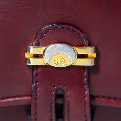 OLD Gucci 3層式総皮ショルダー(ボルドー)