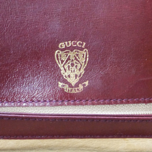 OLD Gucci 3層式総皮ショルダー(ボルドー)