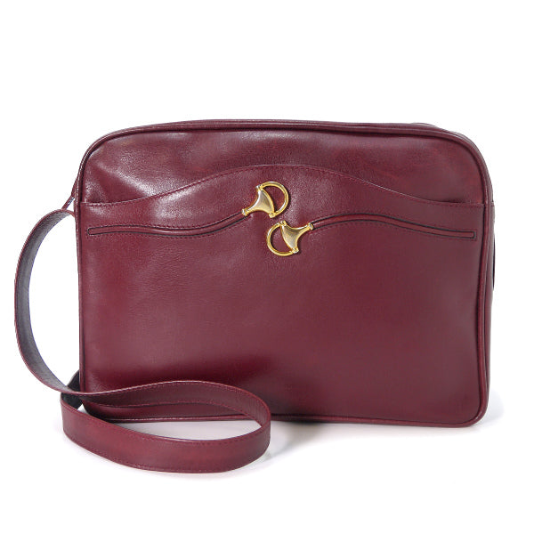 OLD Gucci　総革ビット金具ショルダー（ボルドー）