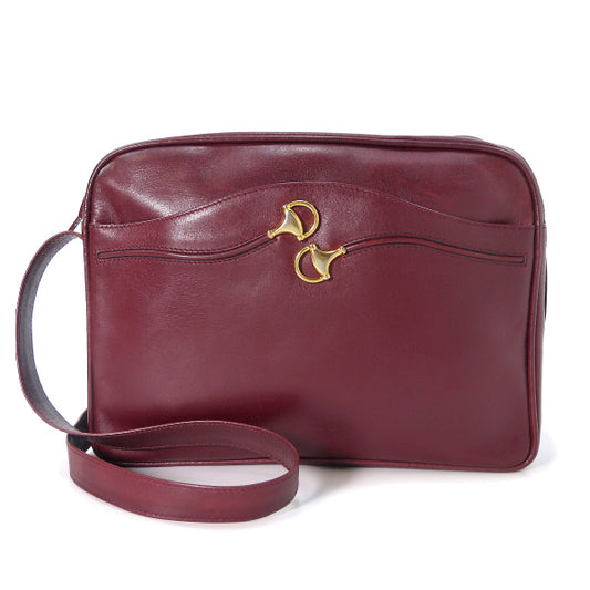 OLD Gucci　総革ビット金具ショルダー（ボルドー）