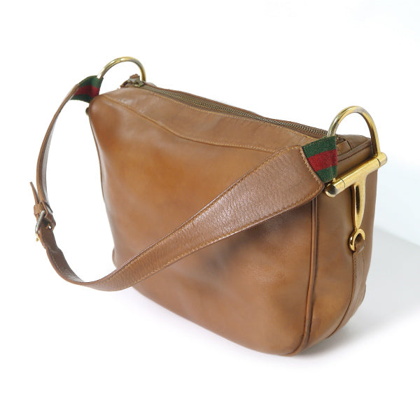 OLD Gucci 総革サイドシェリー ビット金具ショルダー（茶）