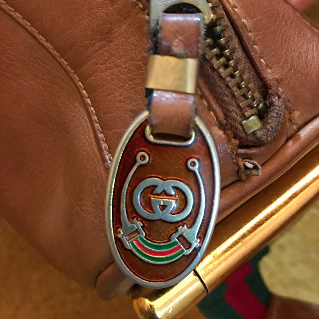 OLD Gucci 総革サイドシェリー ビット金具ショルダー（茶）