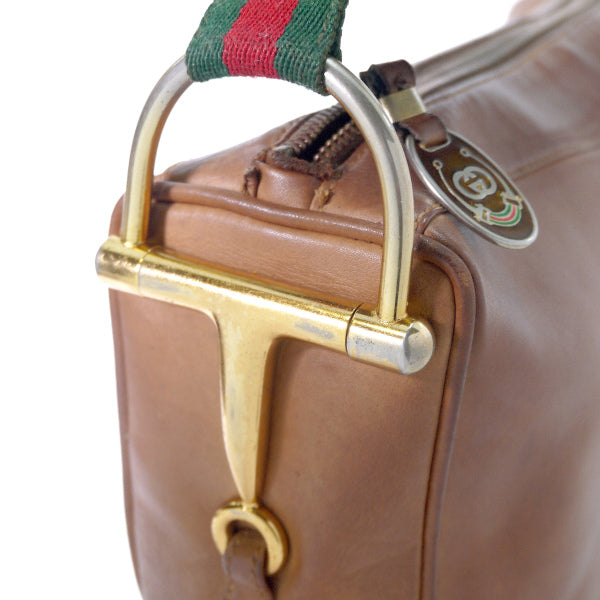 OLD Gucci 総革サイドシェリー ビット金具ショルダー（茶）