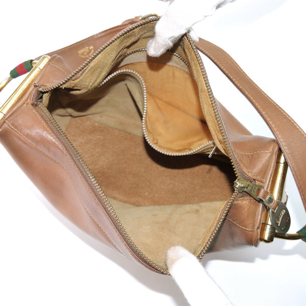 OLD Gucci 総革サイドシェリー ビット金具ショルダー（茶）