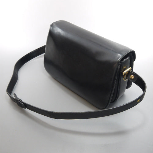 OLD Gucci＜訳あり＞総革ビット&GG金具ショルダー(黒)