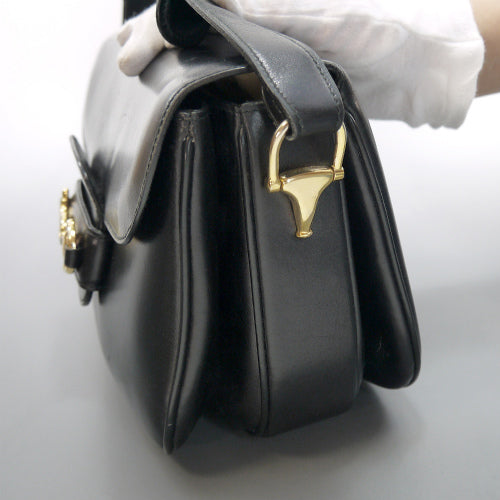 OLD Gucci＜訳あり＞総革ビット&GG金具ショルダー(黒)