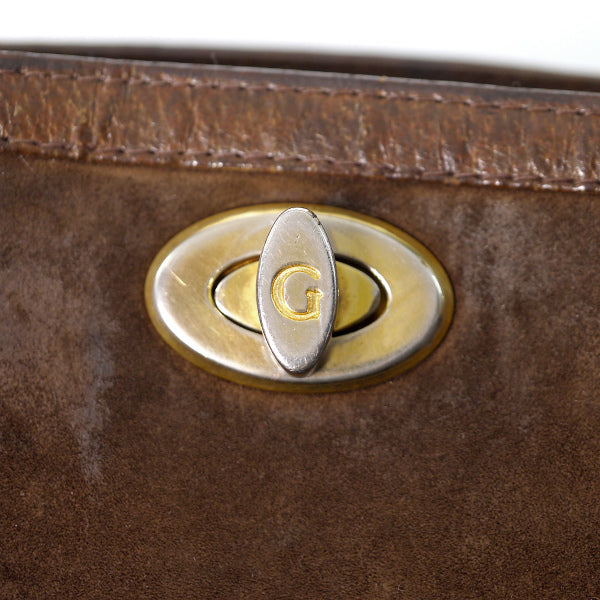 OLD Gucci　レア!!スエードG金具ビットショルダー（茶）