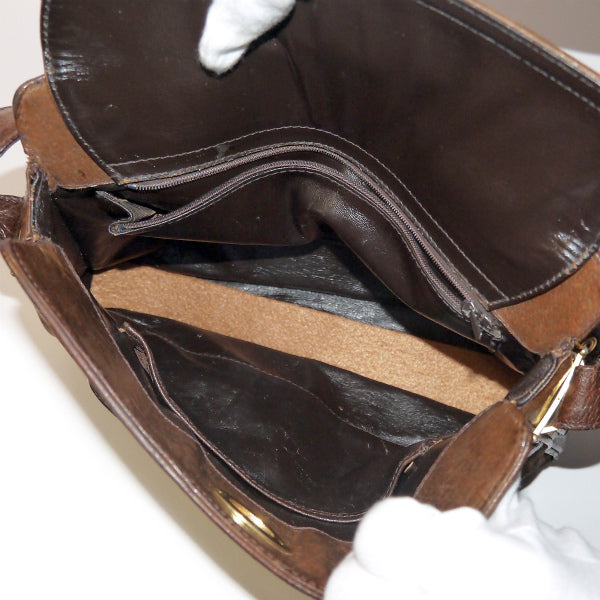 OLD Gucci　レア!!スエードG金具ビットショルダー（茶）