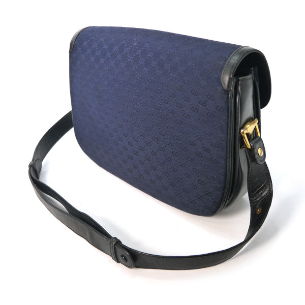 OLD Gucci ビット&GG金具ジャガードショルダー(紺)