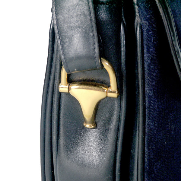 OLD Gucci ビット&GG金具ジャガードショルダー(紺)