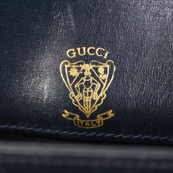 OLD Gucci ビット&GG金具ジャガードショルダー(紺)