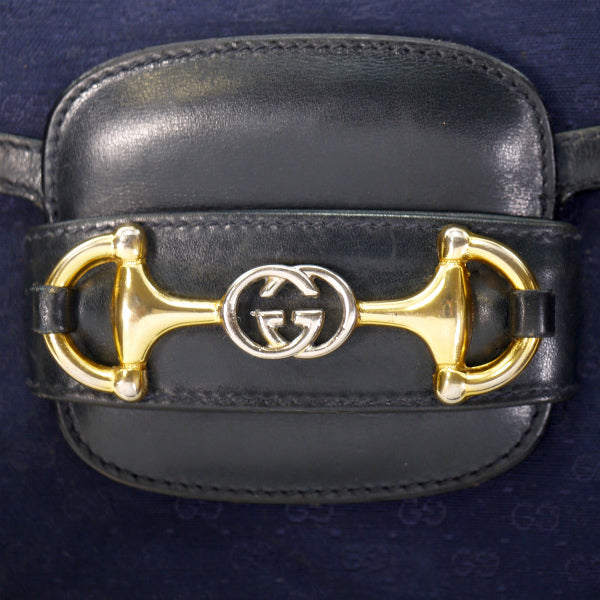 OLD Gucci ビット&GG金具ジャガードショルダー(紺)