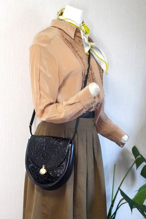 OLD Gucci　クロコ型押し２Way（黒）