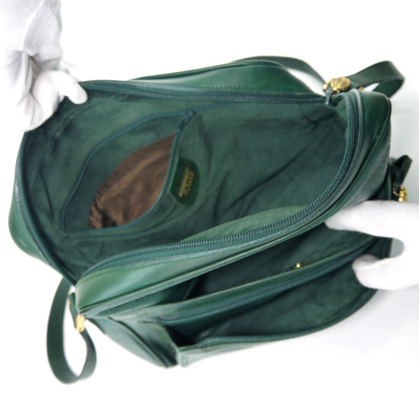 OLD Gucci　GGエンボスロゴ型押しレザーショルダー（緑）
