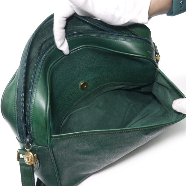 OLD Gucci　GGエンボスロゴ型押しレザーショルダー（緑）