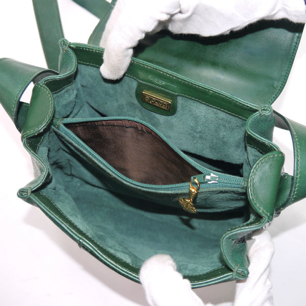 OLD Gucci 総革ビット金具ショルダー(緑)