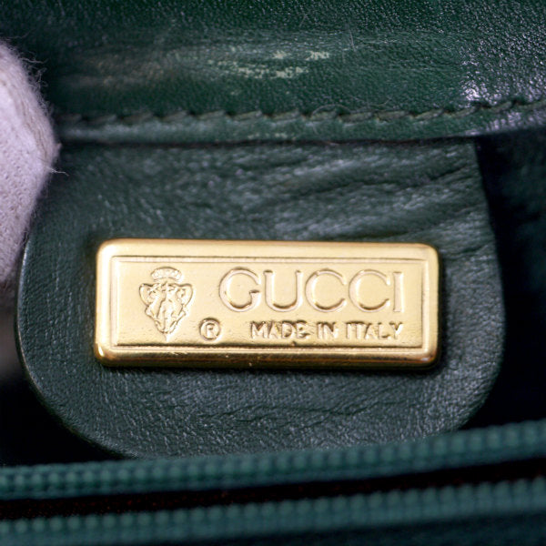 OLD Gucci 総革ビット金具ショルダー(緑)