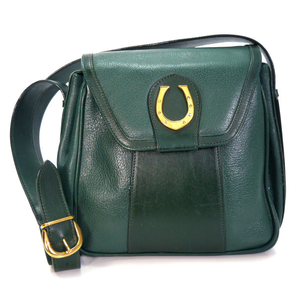 OLD Gucci 総革ビット金具ショルダー(緑)