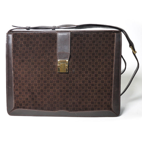 OLD Gucci　７０ｓ！激レア　スクエアGGショルダー（濃茶）
