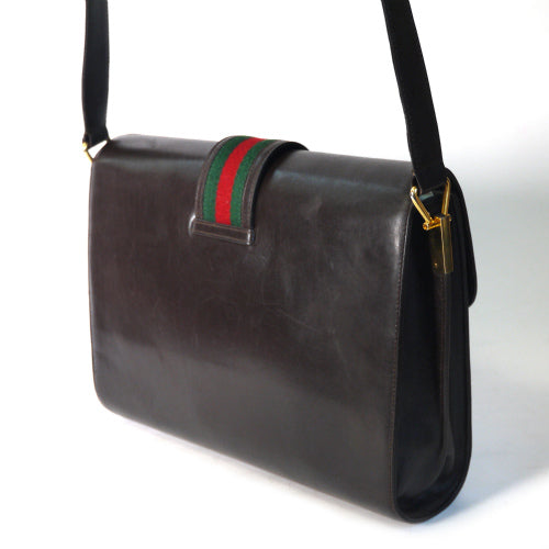 OLD Gucci 縦シェリー革ショルダー（茶）