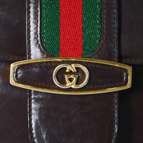 OLD Gucci 縦シェリー革ショルダー（茶）