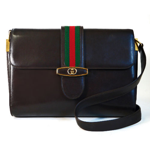 OLD Gucci 縦シェリー革ショルダー（茶）