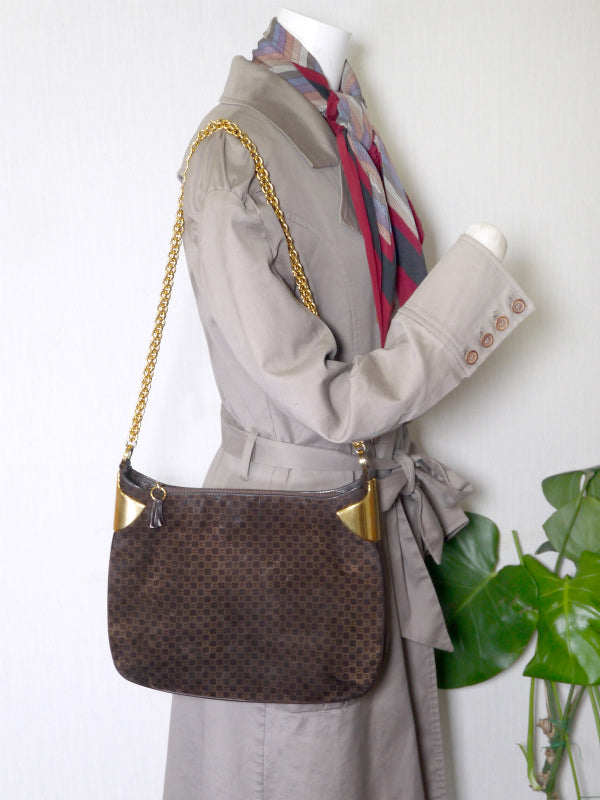OLD Gucci　スクエアGGチェーンショルダー（濃茶）