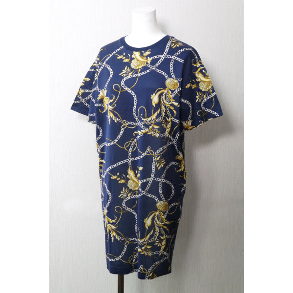 OLD Gucci ドルフィン×チェーン柄ワンピース（紺）