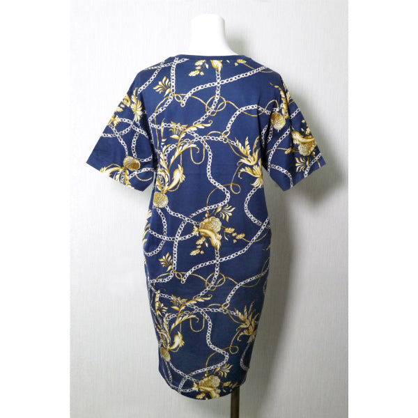 OLD Gucci ドルフィン×チェーン柄ワンピース（紺）