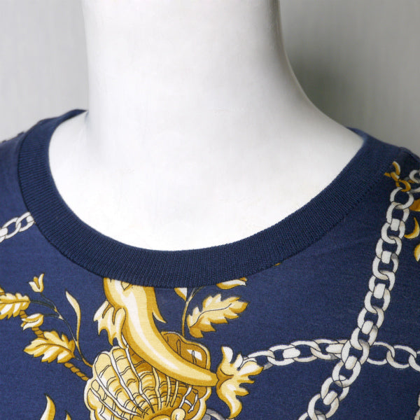 OLD Gucci ドルフィン×チェーン柄ワンピース（紺）