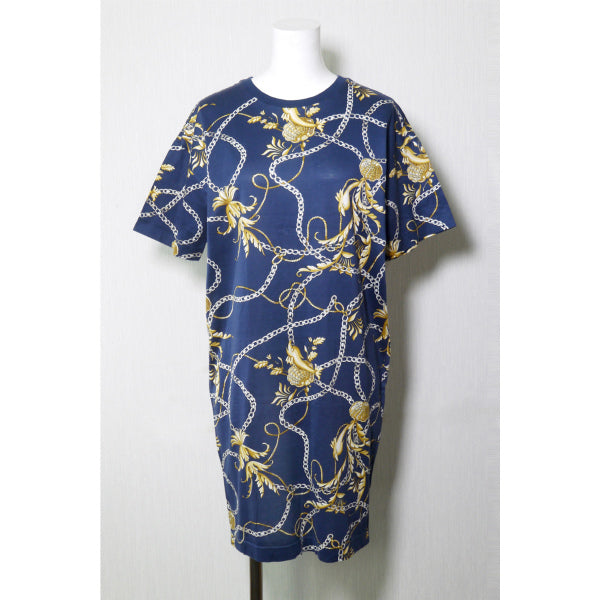 OLD Gucci ドルフィン×チェーン柄ワンピース（紺）